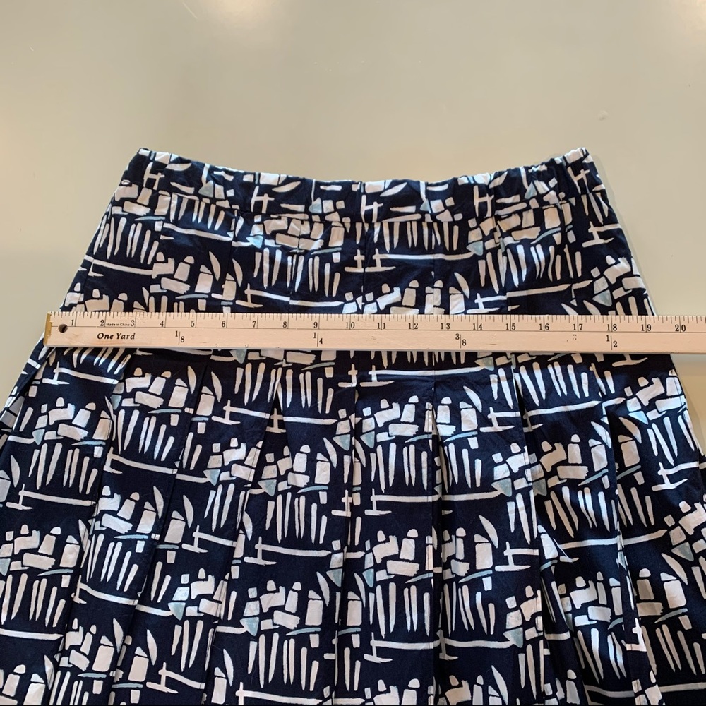 Tory Burch Navy and White Printed A-Line Skirt - Picture 8 of 16